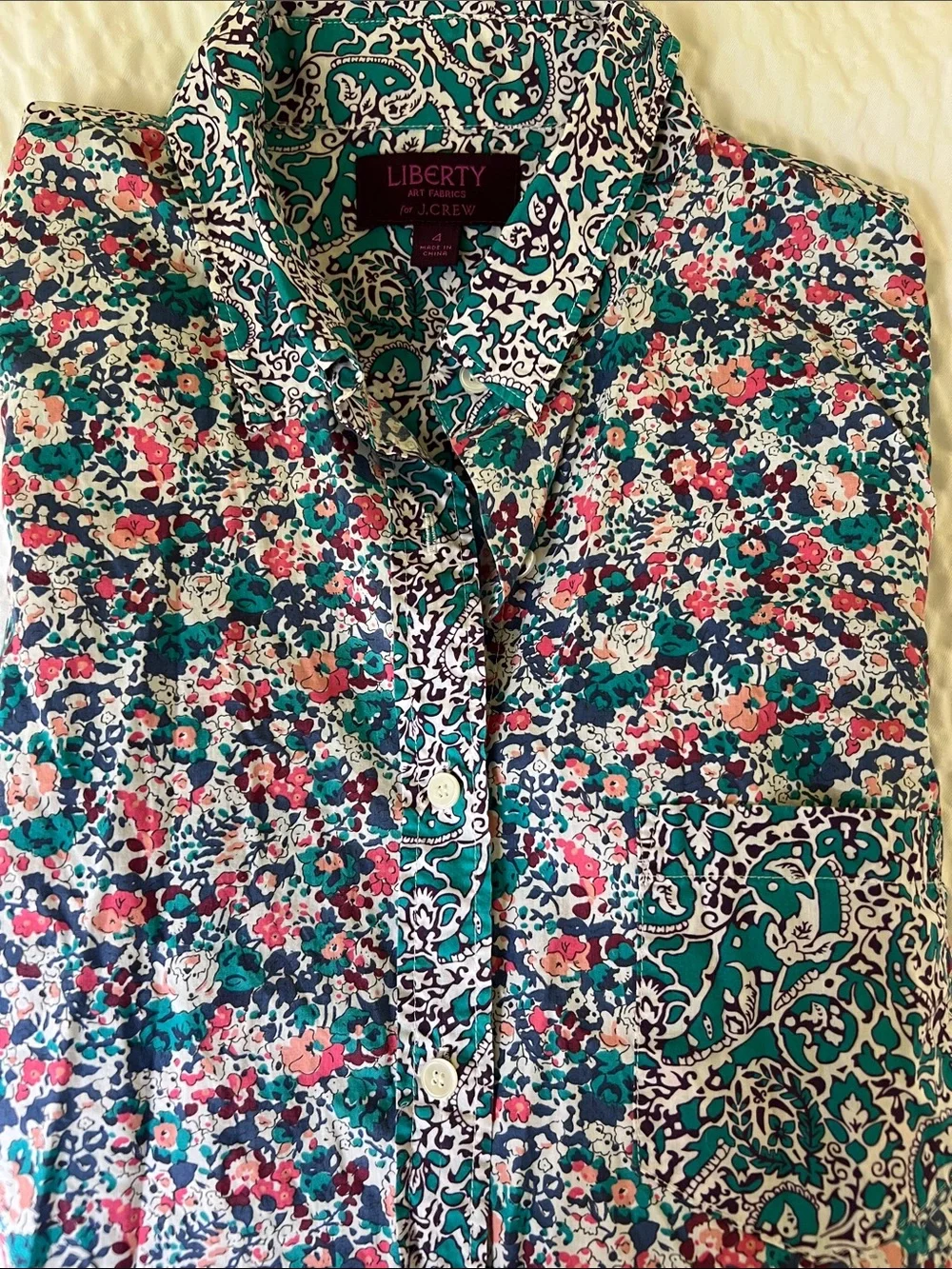 J. Crew Liberty Arts Fabric Isborella Floral 100% Cotton Shirt - sz 4
